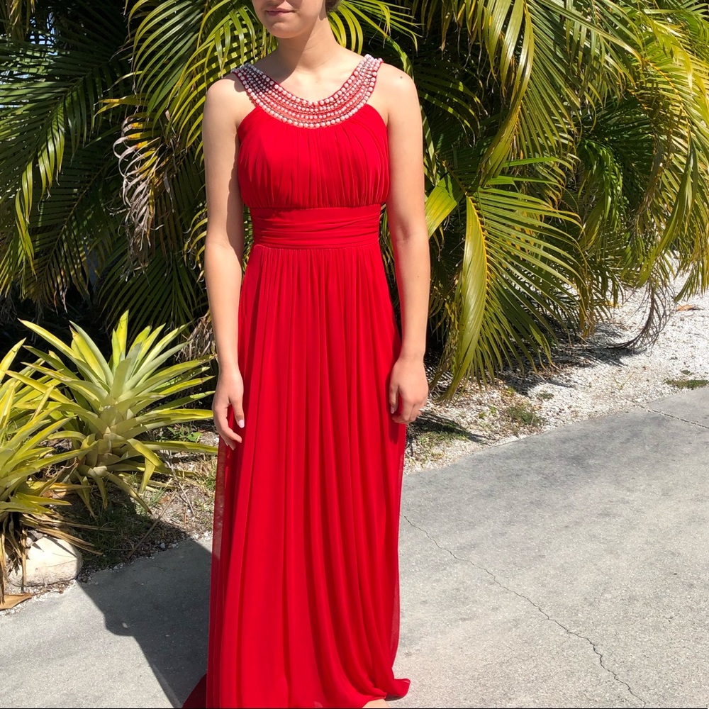 Red floor-length formal